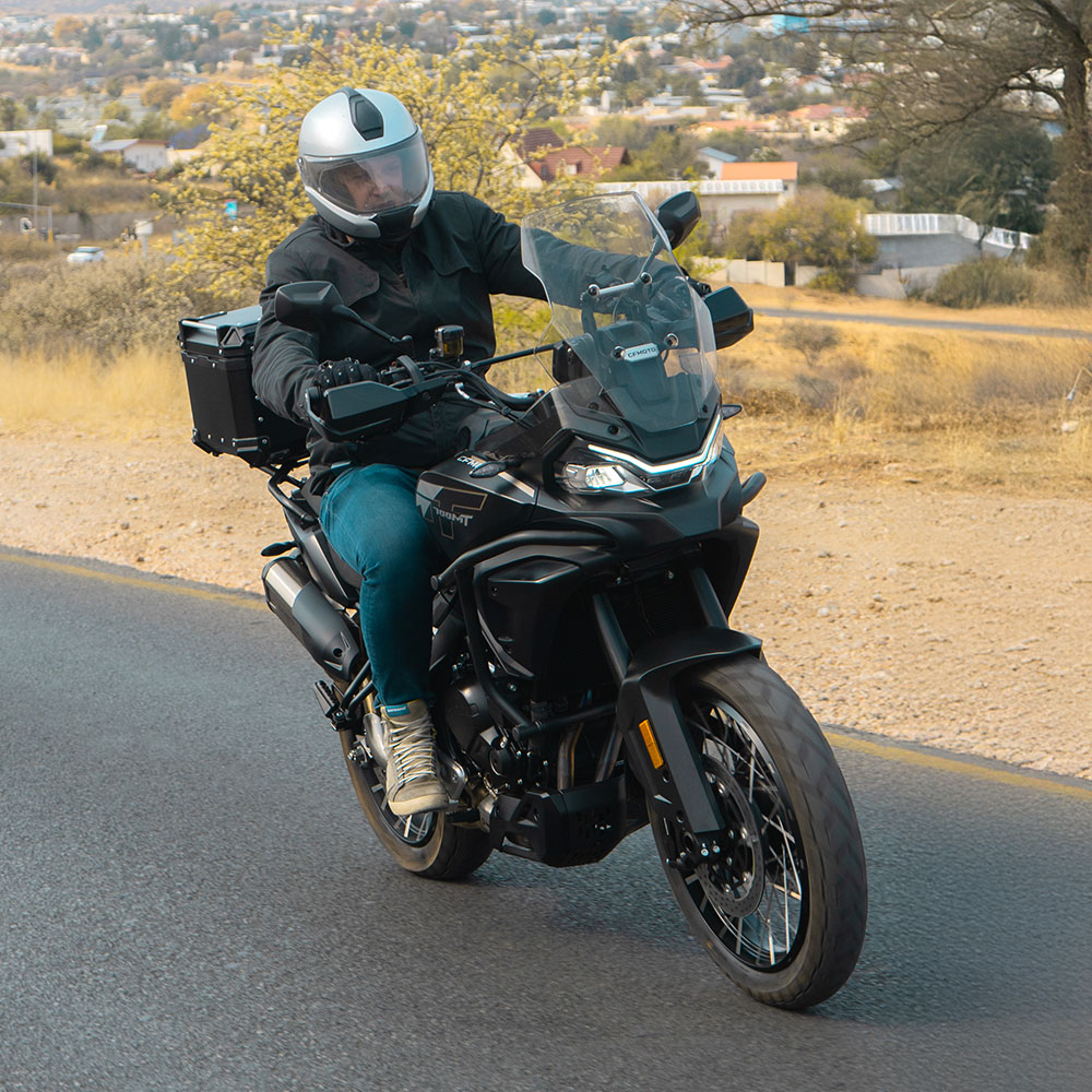CFMoto 700MT rented in Windhoek from RMC Motorcycle rental
